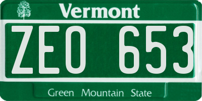 VT license plate ZEO653