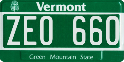 VT license plate ZEO660