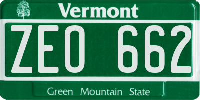 VT license plate ZEO662