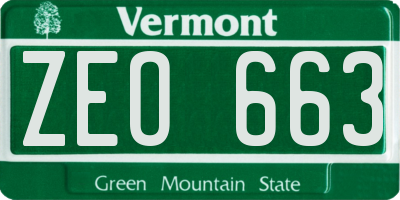 VT license plate ZEO663