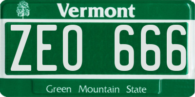 VT license plate ZEO666