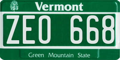 VT license plate ZEO668