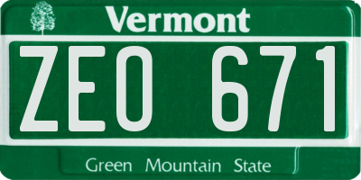 VT license plate ZEO671
