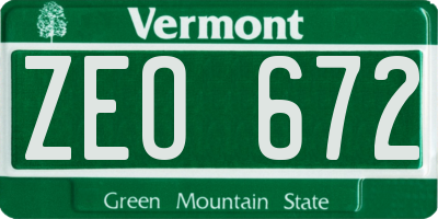 VT license plate ZEO672
