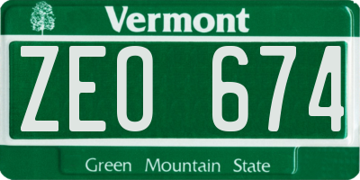 VT license plate ZEO674
