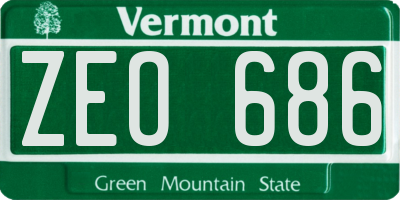 VT license plate ZEO686