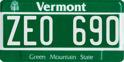 VT license plate ZEO690