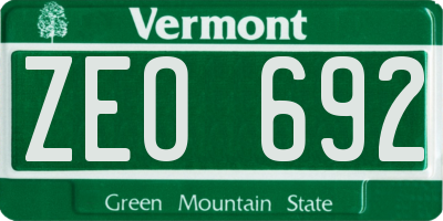 VT license plate ZEO692