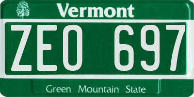 VT license plate ZEO697