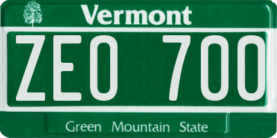 VT license plate ZEO700