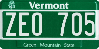 VT license plate ZEO705