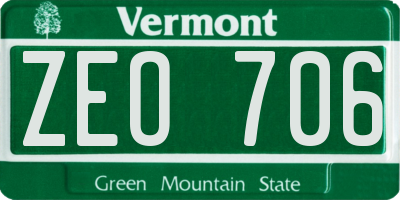 VT license plate ZEO706