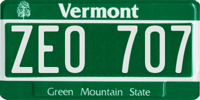 VT license plate ZEO707