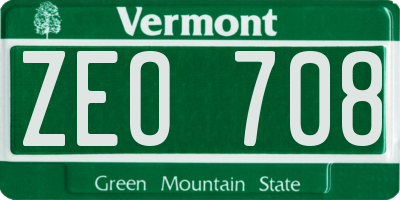 VT license plate ZEO708