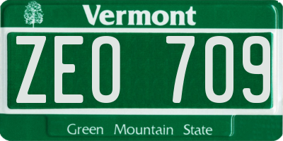 VT license plate ZEO709