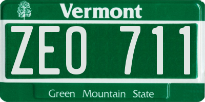 VT license plate ZEO711