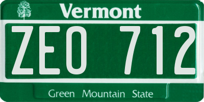 VT license plate ZEO712