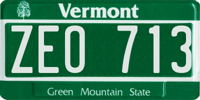 VT license plate ZEO713