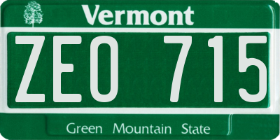 VT license plate ZEO715