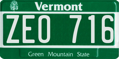 VT license plate ZEO716