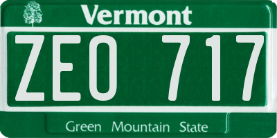 VT license plate ZEO717