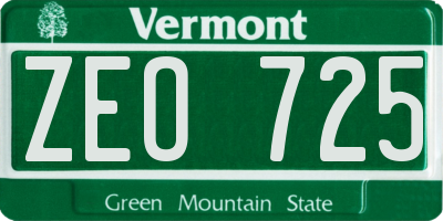 VT license plate ZEO725