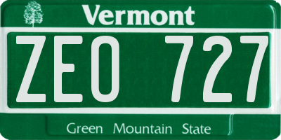 VT license plate ZEO727