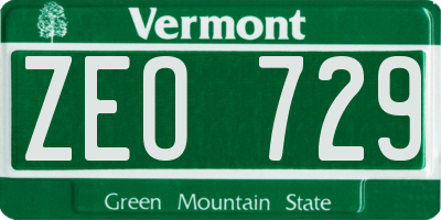 VT license plate ZEO729