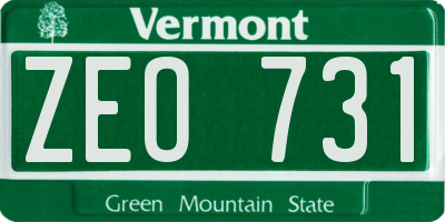 VT license plate ZEO731