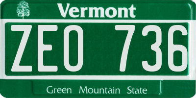 VT license plate ZEO736