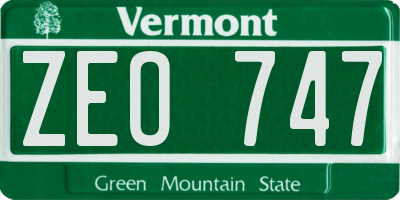 VT license plate ZEO747