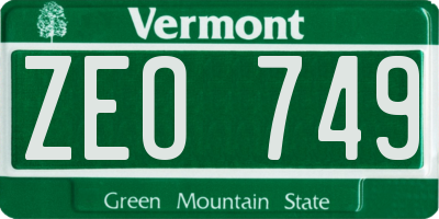 VT license plate ZEO749