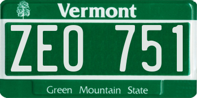 VT license plate ZEO751