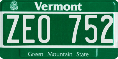 VT license plate ZEO752