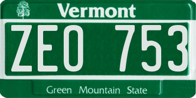 VT license plate ZEO753