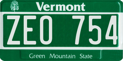 VT license plate ZEO754