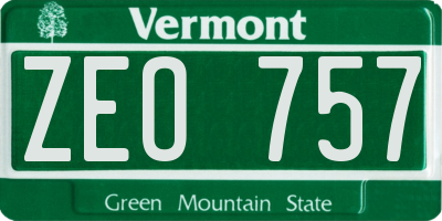 VT license plate ZEO757