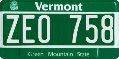 VT license plate ZEO758