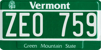 VT license plate ZEO759