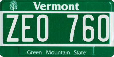VT license plate ZEO760