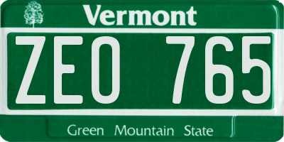VT license plate ZEO765