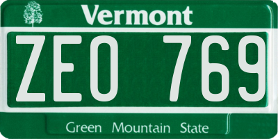 VT license plate ZEO769