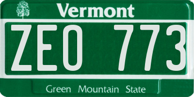 VT license plate ZEO773