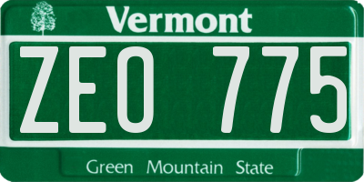 VT license plate ZEO775