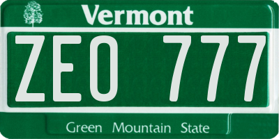 VT license plate ZEO777
