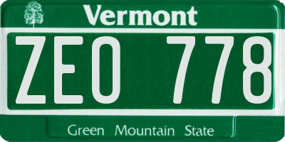 VT license plate ZEO778