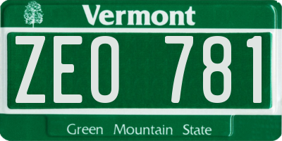 VT license plate ZEO781