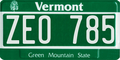VT license plate ZEO785