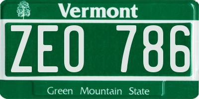 VT license plate ZEO786