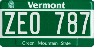 VT license plate ZEO787